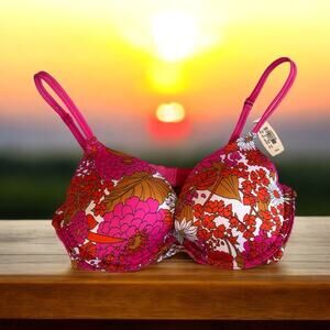 NWT Victoria’s Secret Very Sexy Push-Up Bra Pink & Orange Florals Size 34C